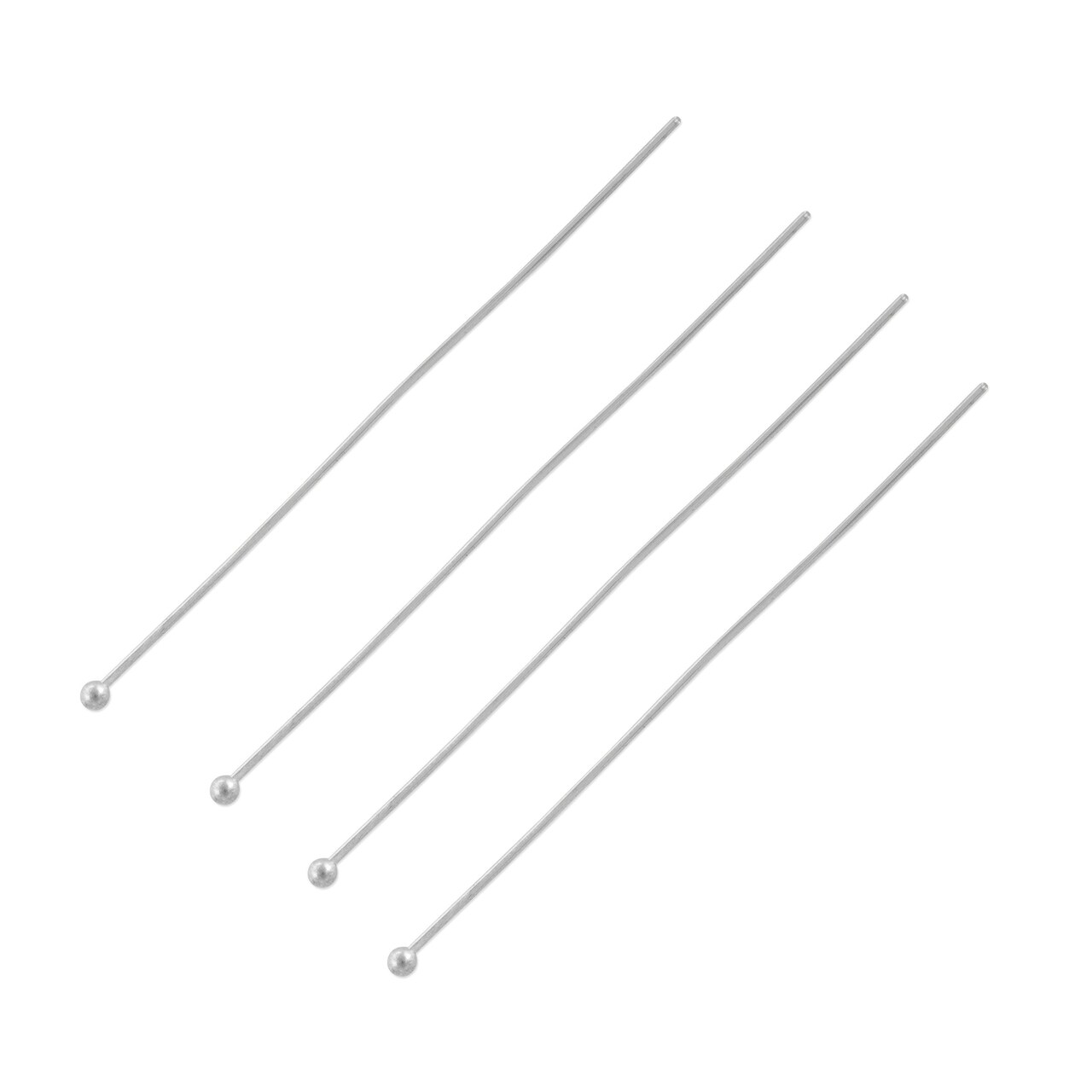JewelrySupply Head Pin with 2mm Ball 2" 22 Gauge Silver Plated (Pack of 10)